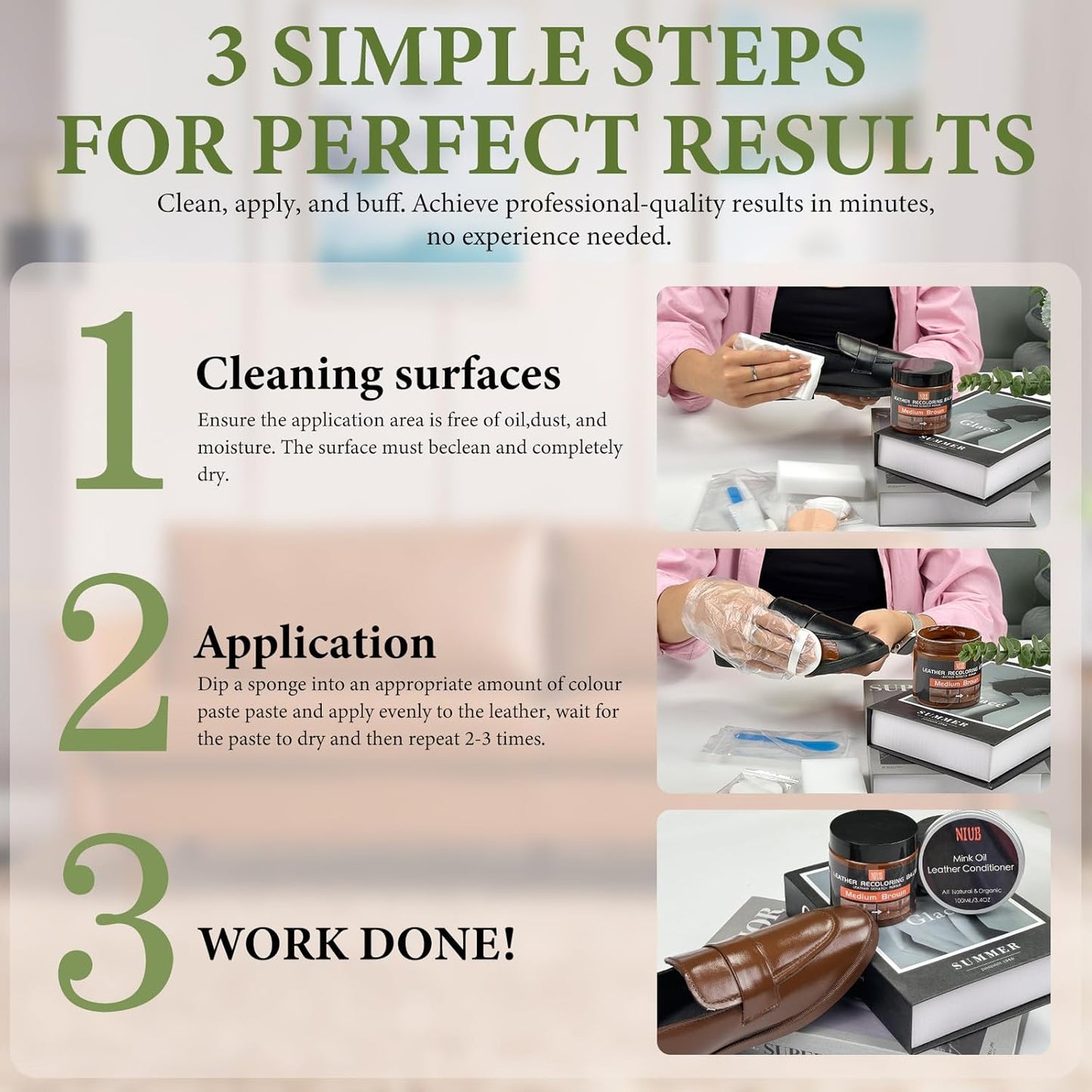 Leather Recoloring Balm Leather Color Restorer Scratch Repair Leather Paint for Furniture Couches Car Seats Shoes Bags Leather Dye and Restorer Restores Faded and Scratched Leather-Medium Brown