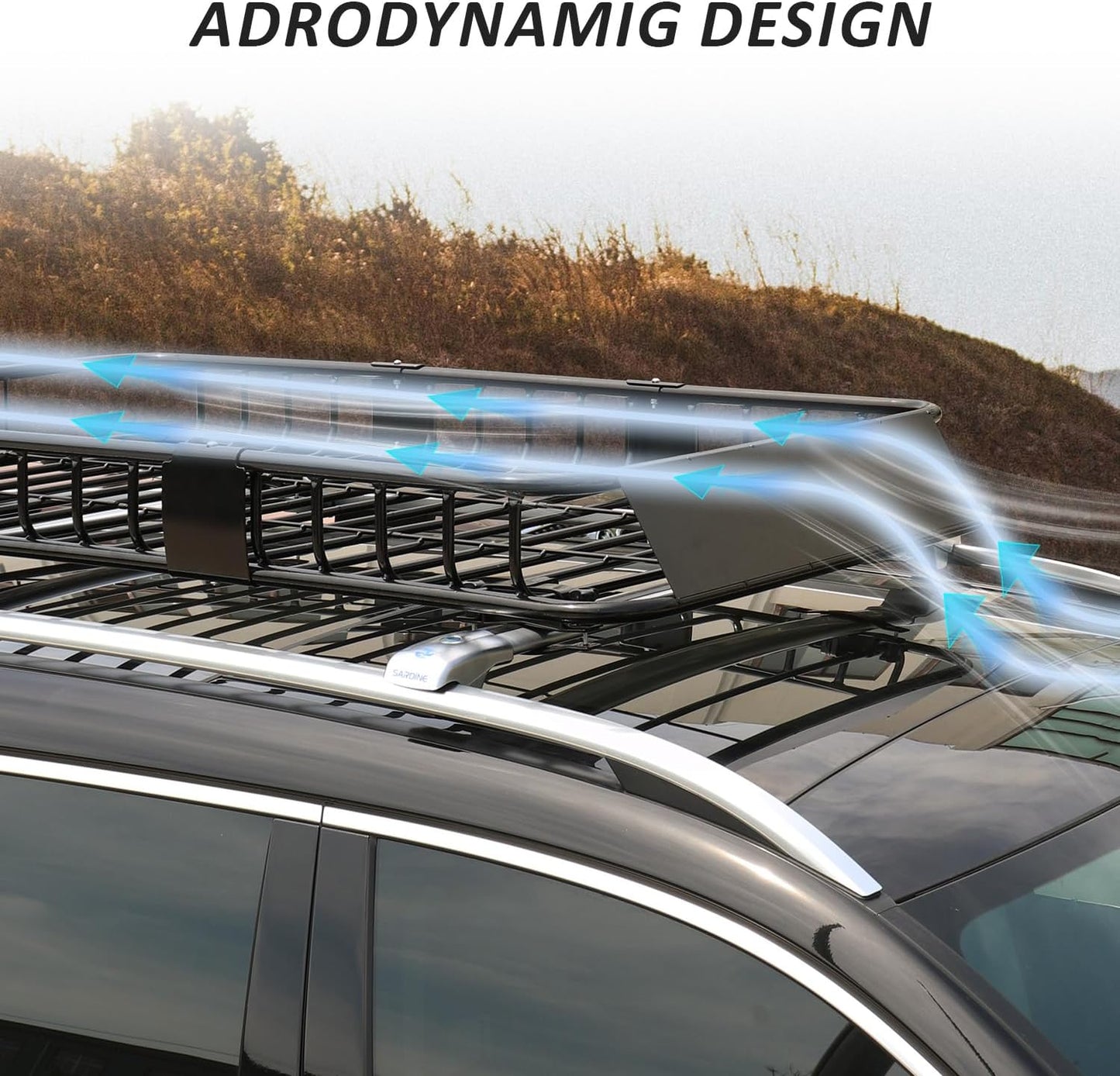 FORWODE Roof Rack Carrier Basket, 64" x 39" Rooftop Cargo Carrier with 250 lbs Capacity, Rust-Proof Steel Heavy Duty Car Top Luggage Basket with Waterproof Cargo Bag for SUV Truck Cars