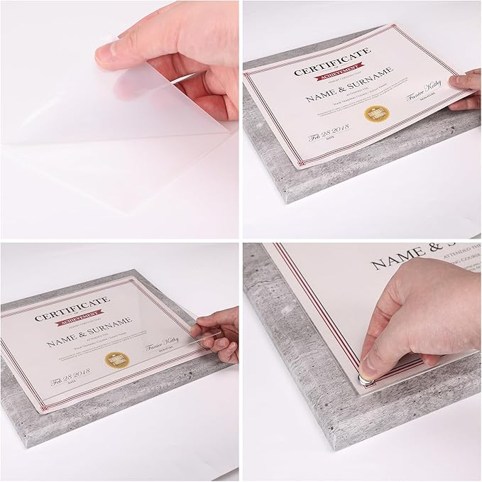 PETAFLOP Grey 8.5 by 11 Picture Frame, Certificate Award Document Plaque Wall Mounted Display, Single