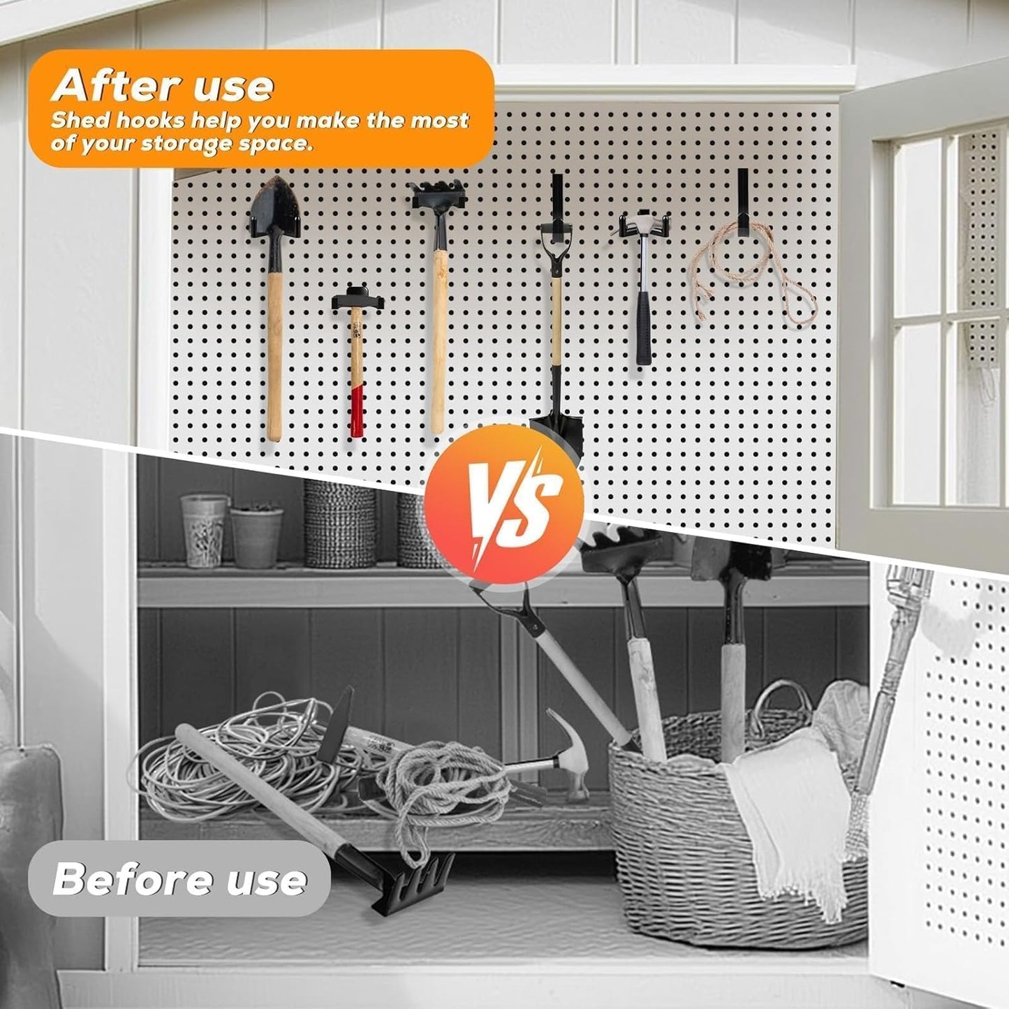 9 pcs Storage Shed Hooks J U V-Shape Hangers Tool Set for Suncast/Craftsman Shed Storage Accessories