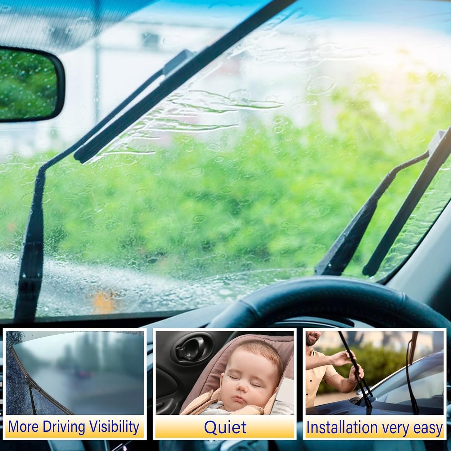 3 wipers Replacement for 2010-2015 Lexus RX450h/2010-2015 Lexus RX350, Windshield Wiper Blades Original Equipment Replacement - 26"/22"/16" (Set of 3) U/J HOOK