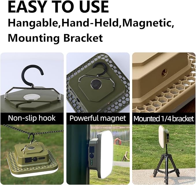 10800mAh Rechargeable Hanging Tent Light with Magnet, 30W 4000LM LED 4 Color Lighting Modes Camping Lantern, Portable IPX5 Waterproof LED Flashlight for Emergency & Gift