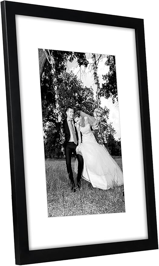 Americanflat 12x16 Picture Frame with Shatter-Resistant Glass - Set of 4 - Use as 8x12 Frame with Mat or Display 12x16 Photo Without Mat - Signature Collection - Picture Frames for Wall - Black
