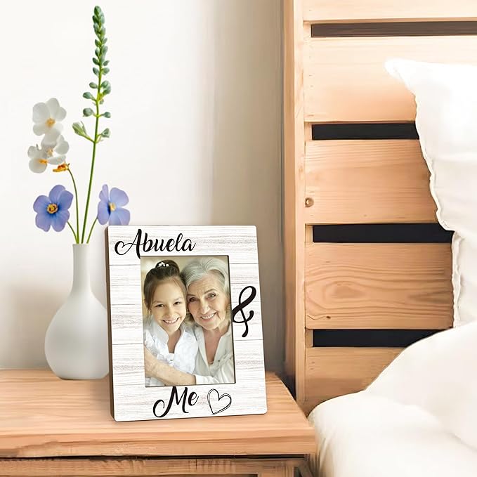 Abuela Gifts Picture Frame 5x7, Grandma Photo Frame, Christmas Mothers Day Birthday Gifts for Abuelas from Grandkids, Regalos Para Abuela Wooden Picture Photo Frames for Desk Home Room Decor