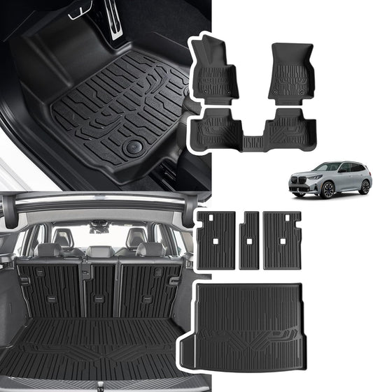 TripleAliners All Weather Liners Compatible with 2025 BMW X3 Accessories TPE Anti-Slip Odorless Custom Fit Floor Liners Rear Trunk Cargo Mat Seat Back Cover(Floor Mats & Trunk Mat & Backrest Mats)