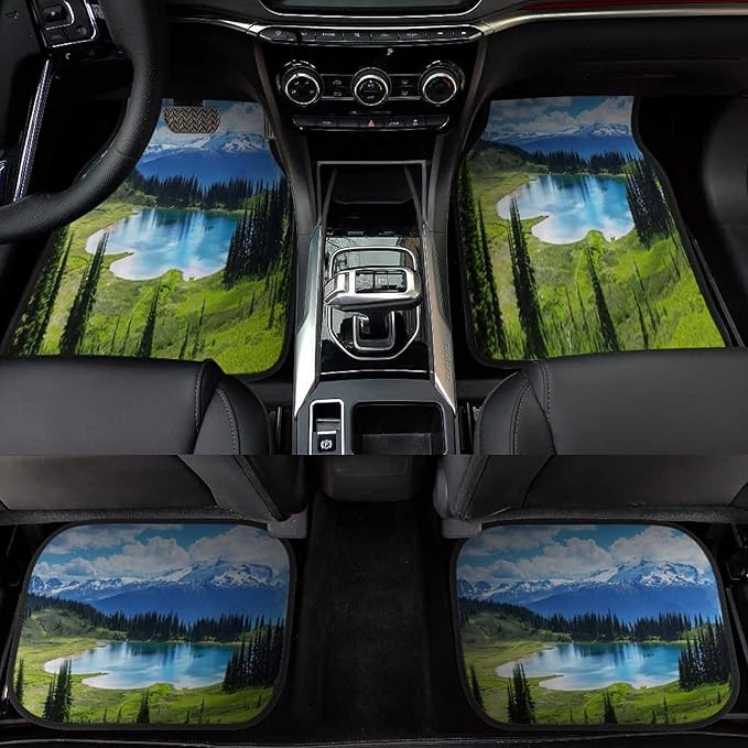 Custom Car Floor Mats Accessories Non Slip 4 Pieces Set All Weather Protection for Car SUV Truck Van Sedan & Coupe Personalized Auto Interior Decorative Black