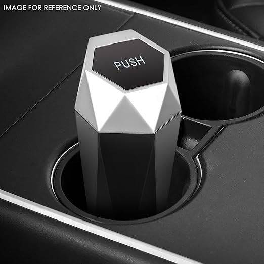 DNA MOTORING Mini Car Auto Trash Can with Removable Lid, Leakproof Mini Garbage Bin for Automotive Home Office,Black/Silver,ZTL-OD-01-SL