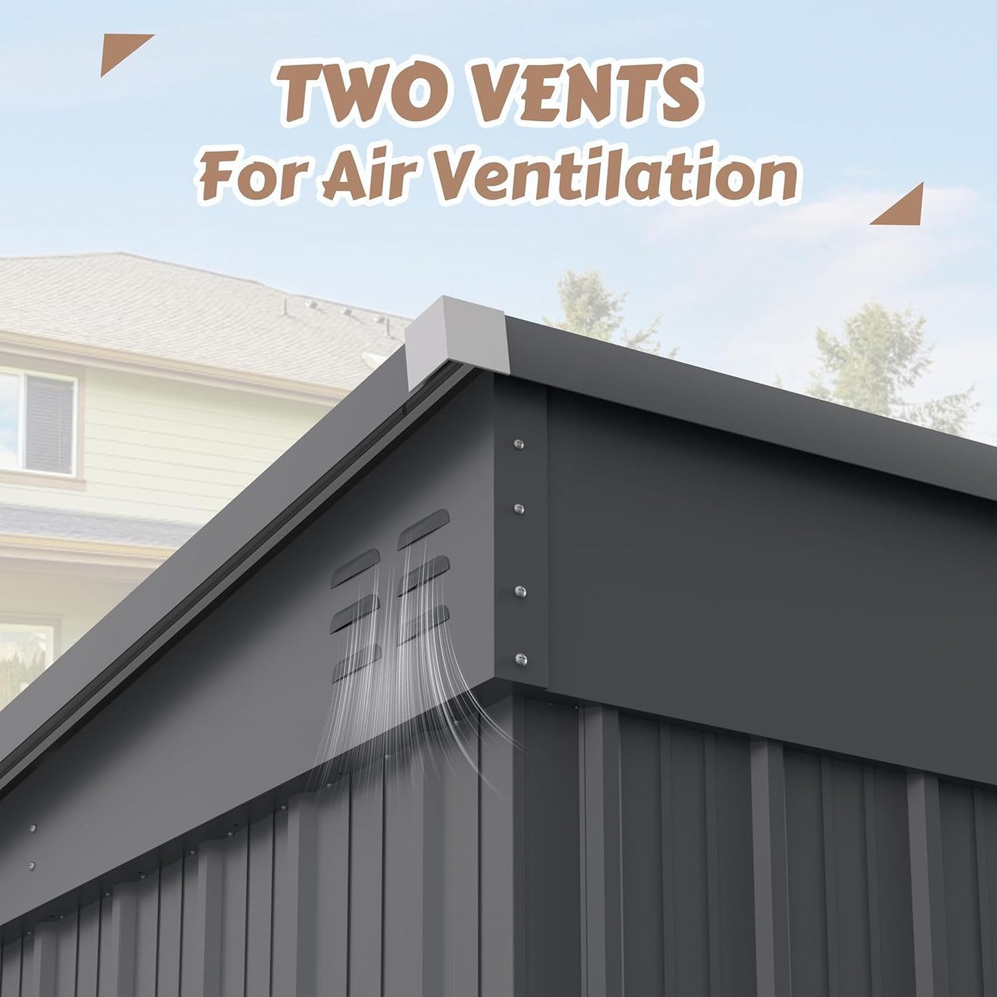 VEIKOU Metal Storage Shed, 6x10FT Outdoor Storage Shed with Sloped Galvanized Steel Roof, Garden Tool Storage House Metal Shed with 2 Vents & Double Door for Backyard Outdoor Patio