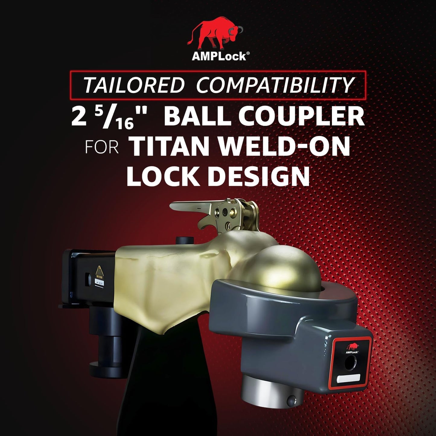 AMPLock - U-BRHT2516 2-5/16" Trailer Ball Hitch Lock - Titan Weld-on Design for Boat, RV, and RVs & Travel Trailer Hitch Coupler Locks, Patented 2-Parts Anti-Theft Lock with Push & Locking System