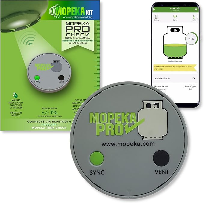Mopeka Pro Check Bundle - 2 Pro Check Sensors, 1 LED Display, 2 Tank Halos - Wireless Propane Gauge for your Dual RV Tanks - Monitor Propane Levels Inside your RV on the LED Display or App