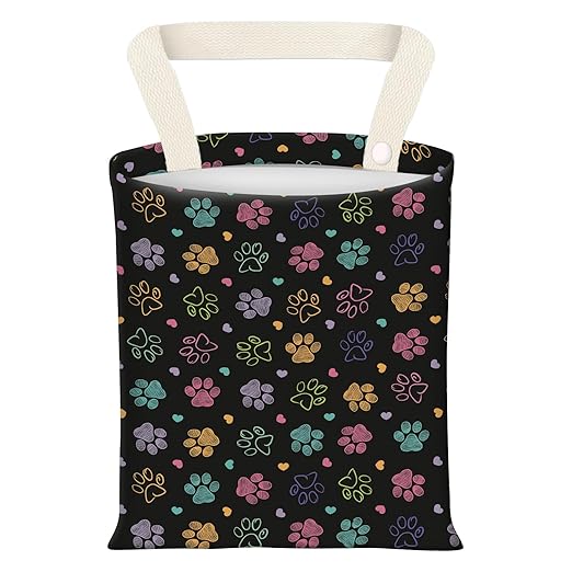 Car Garbage Can, Seat Back Hanging Cute Car Trash Can Bag, Car Organizer and Storage Bag for Travelling, Outdoor Cute Colorful Doodle Paw