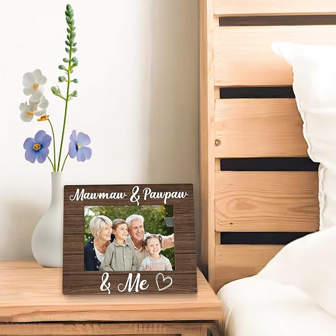 Mawmaw and Pawpaw Picture Frame 5x7, Grandparents Photo Frame, Christmas Birthday Gift for Grandparents from Grandkids, Mawmaw and Pawpaw and Me Wooden Picture Photo Frames for Home Room Decor
