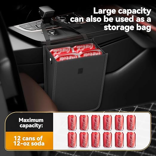 2 Pack Car Trash Can,Hanging Foldable Closure Design Car Garbage Bag Mini Car Organizer and Storage Bag for The Back/Front/Console with 36pcs Disposable Black Trash Bags