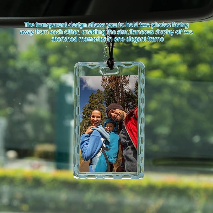 woyuan 3-Pack Acrylic Car Picture Frame, Custom Car Rear View Mirror Hanging Ornament with Photo - Personalized Acrylic Picture