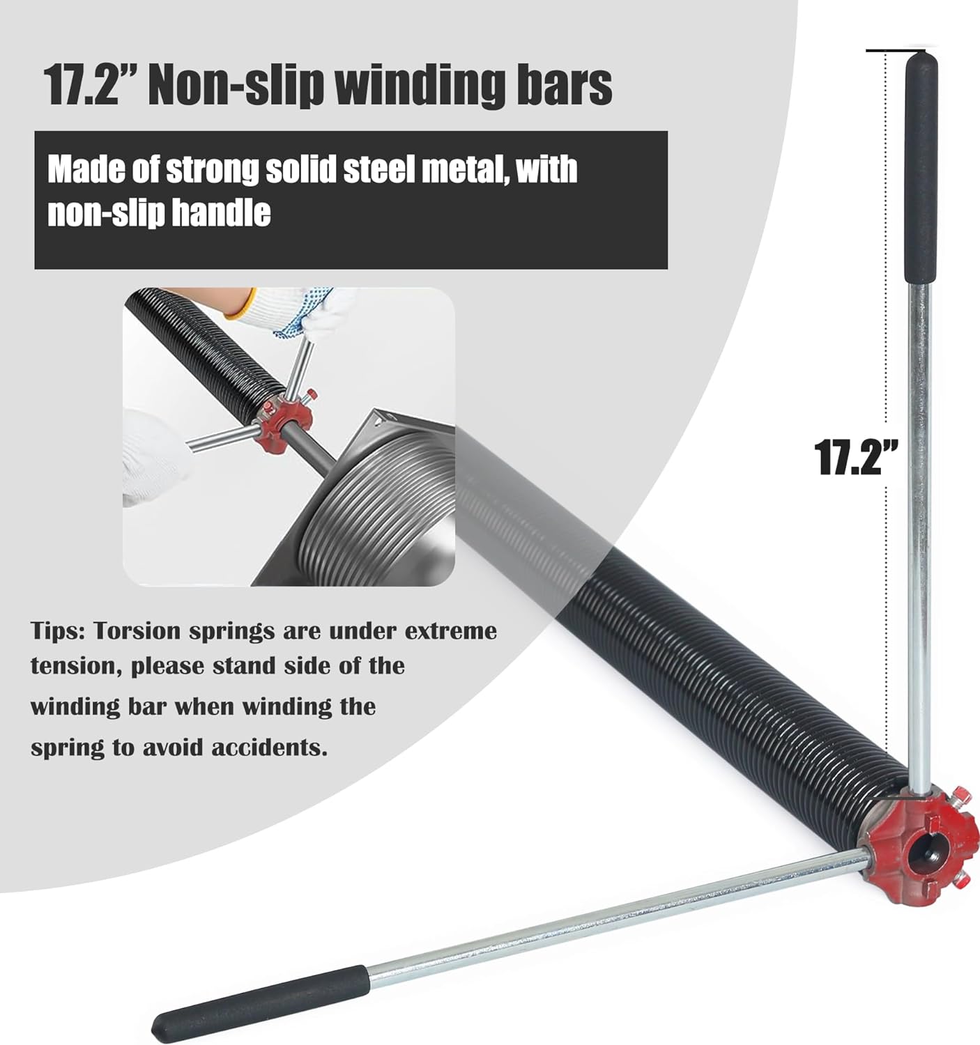 Garage Door Torsion Spring Set, Pair of 2" Electrophoresis Coated Garage Door Spring Replacement with 2 Non-Slip Winding Bars and Bearing, Minimum 16000 Cycles (.250x2x32)