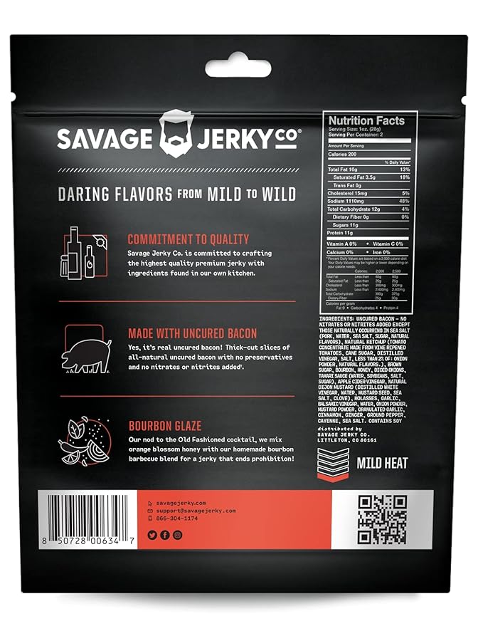 Uncured Bacon Jerky 2-Pack - Maple Cayenne & Bourbon Glaze