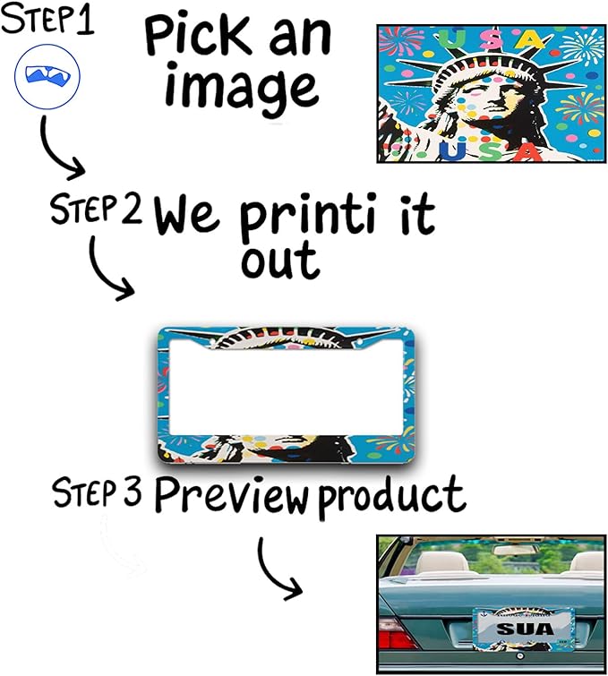 Customized License Plate Frame - Personalized Metal License Plate Frame, Protect License Plate, Rustproof Aluminum, Customized Text/Photo/Logo Available