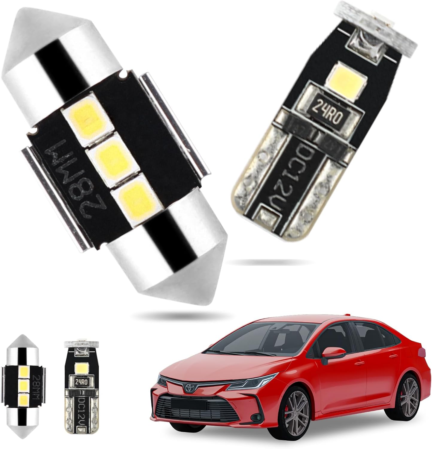 EASY EAGLE LED Interior Car Lights for Toyota-Corolla-2013-2022: 6 Piece Kit White LED Light Bulbs - Super Bright 6000K + Install Tool