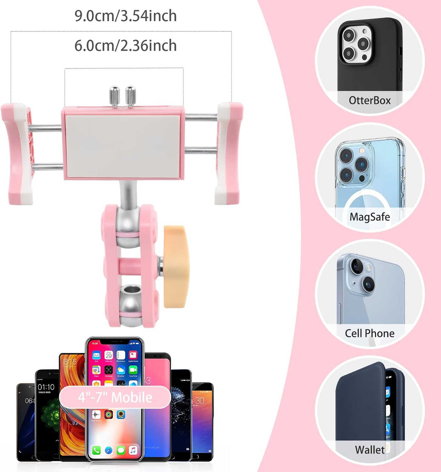 Suction Cup Phone Mount 360 Rotating Universal Ball Head Arm for Car Dashboard Windshield Vehicle Sunroof (1pc*Pink)