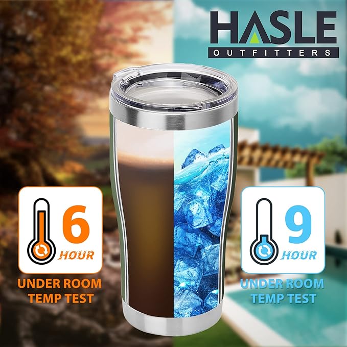HASLE OUTFITTERS 20 oz Tumbler Bulk, Stainless Steel Tumblers with Lid, Vacuum Insulated Tumbler, Double Wall Powder Coated Cup, coffee mugs, Army Green, 6 Pack