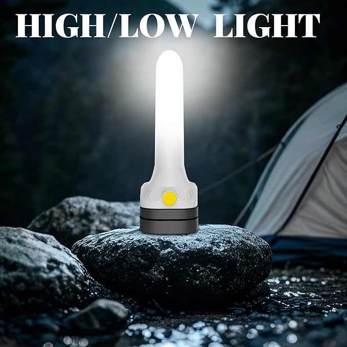 3-in-1 Flashlight: Front Beam, Standing Camp Lantern & Emergency Strobe – Simple Design, Easy for Seniors. Ideal for Camping, Home & Car Safety. USB-C Rechargeable & Lightweight.