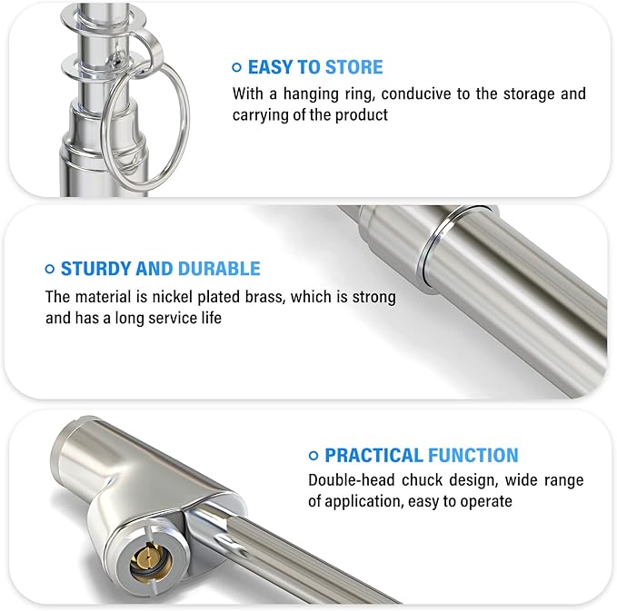 MEANLIN MEASURE Silver Double Straight Type Tire Pressure Gauge, 2Pcs, 10-150 Psi, Suitable for Trucks, Cars, Motorcycles