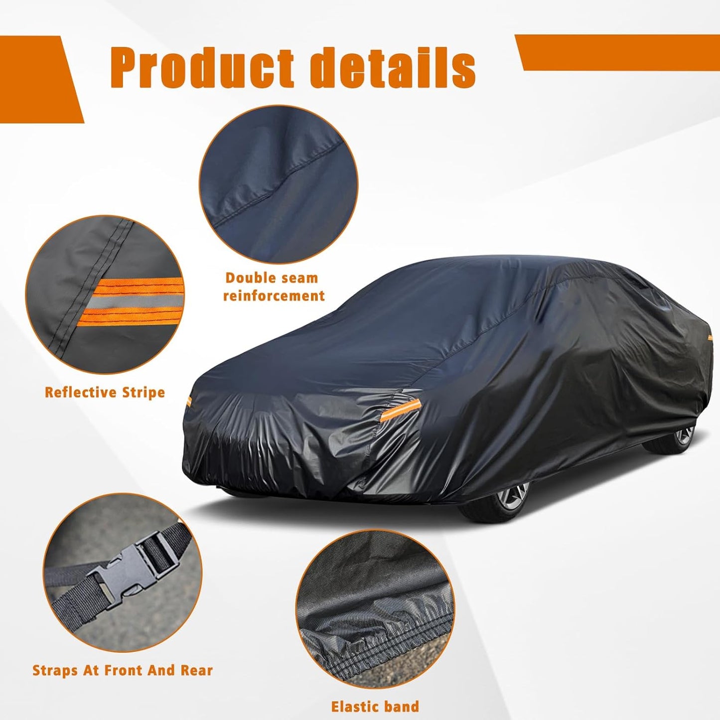 Kayme 7 Layers Car Cover Custom Fit for Dodge Charger (2006-2025) Waterproof All Weather for Automobiles, Outdoor Full Cover Rain Sun UV Protection.Black