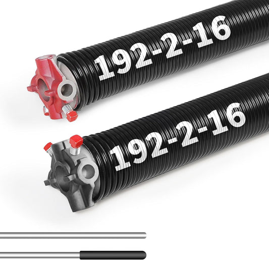 Pair of 2"Garage Door Torsion Springs Set with Non-Slip Winding Bars, Electrophoretic Coated (0.192X2"X16")