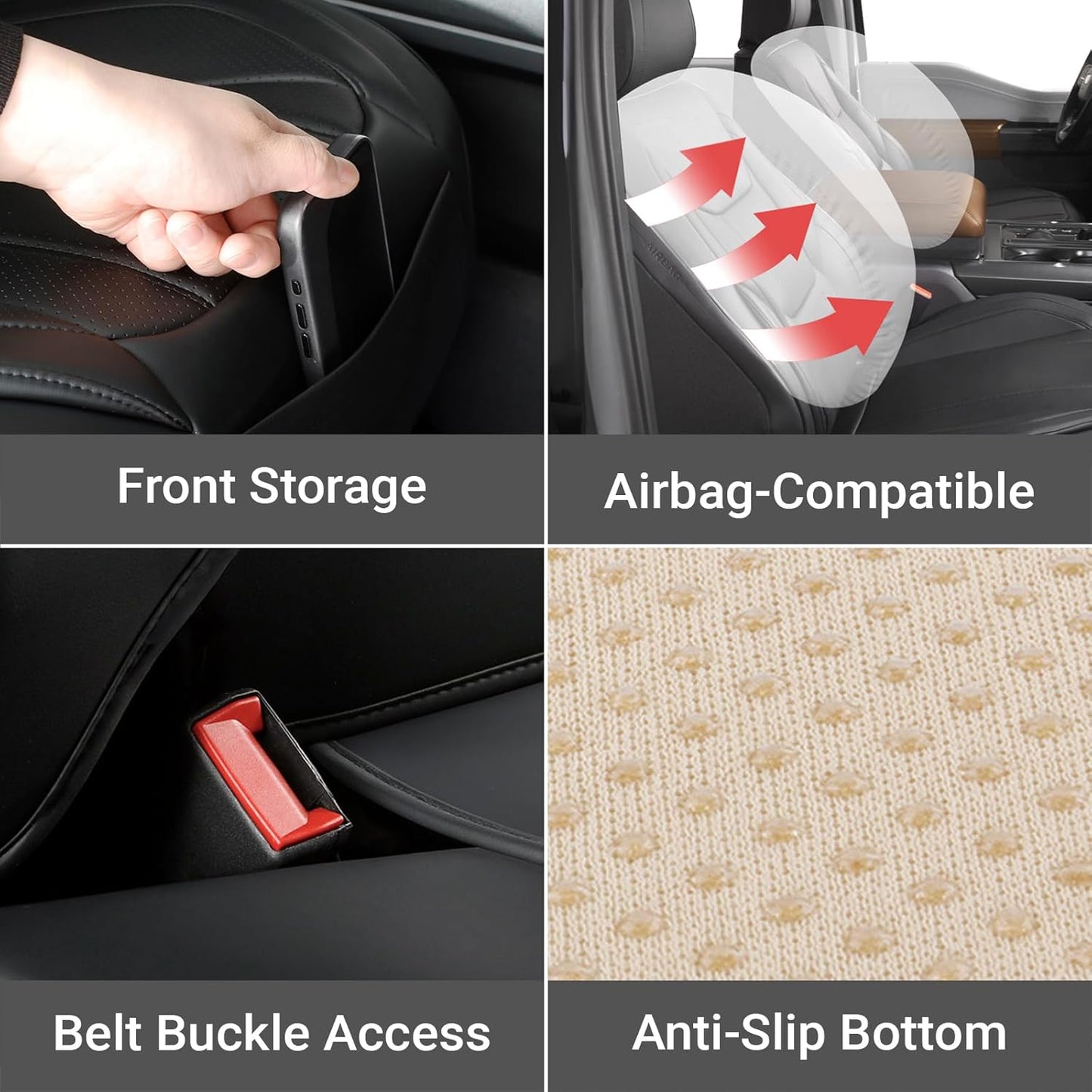 Coverland Custom Car Seat Covers Compatible with Sierra 2500HD, Silverado 2500HD - Premium Leather Non-Slip Waterproof Cover Custom Interior Protector Full Set-Black [See Size Chart-Size X117]