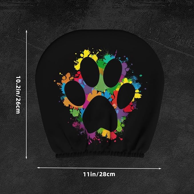 Dujiea 2 Pack Colorful Paw Car Headrest Covers, Universal Soft Car Seat Head Rest Protector, Vehicle Accessories Fabric Headrest Cover for Cars Vans Trucks
