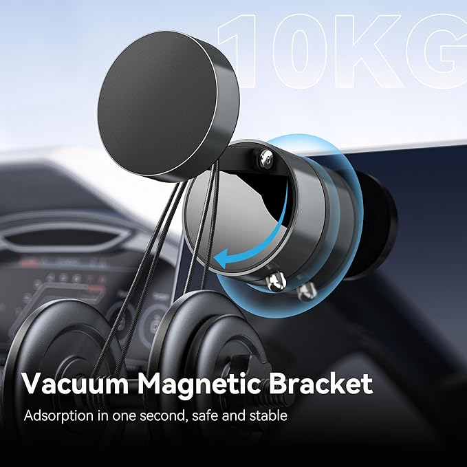 Magnetic Car Phone Mount - Ultra Strong Vacuum Suction Phone Holder for Dashboard/Windshield, Foldable 360° Adjustable Car Phone Mount Compatible with iPhone 16/15/14 & All Smartphones-817001B
