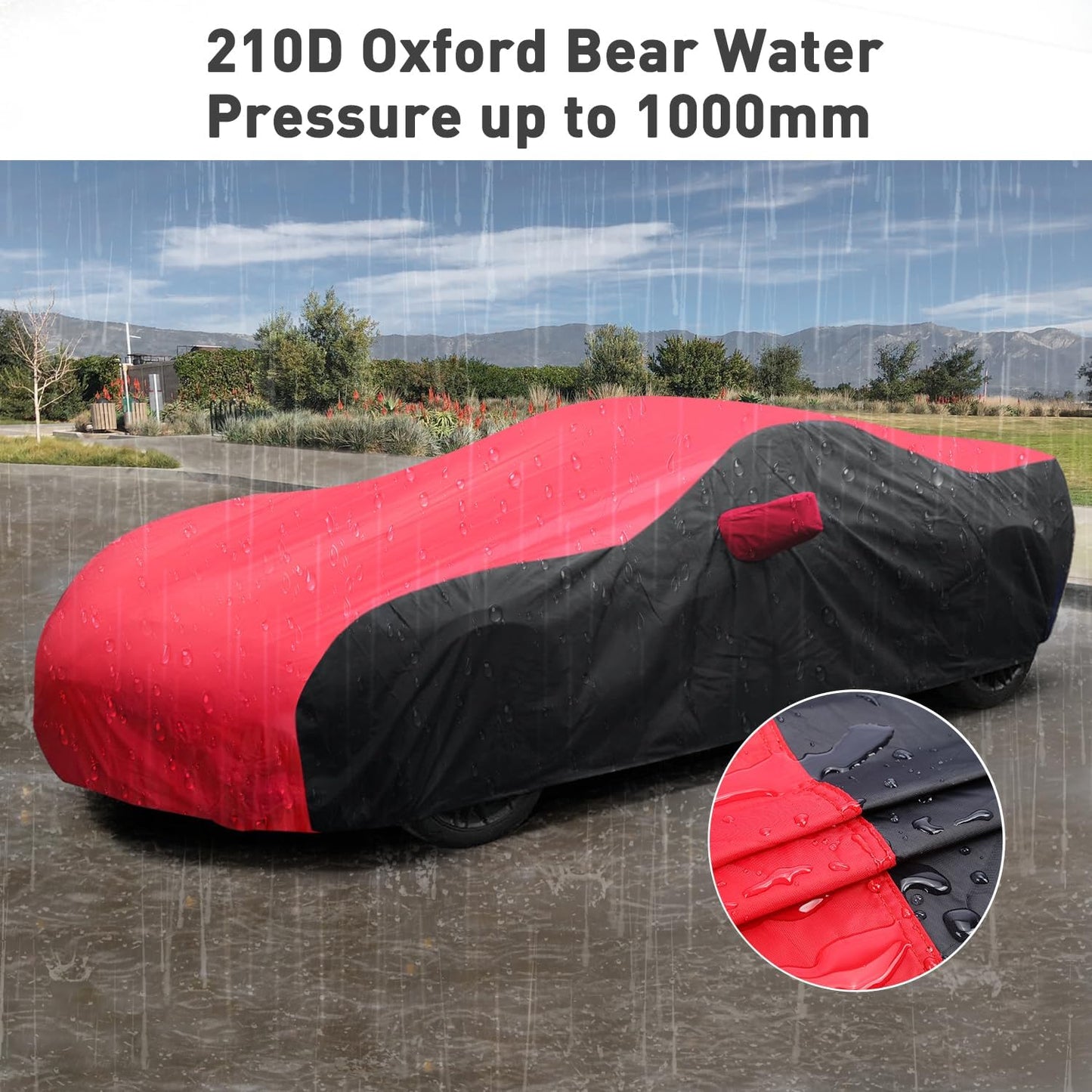 KAKIT Waterproof Car Cover Custom Fit for 2014-2019 C7 Stingray, UV Resistant Fade-Proof Cover for Chevy Corvette, Indoor & Outdoor Use (Red & Black Combo)