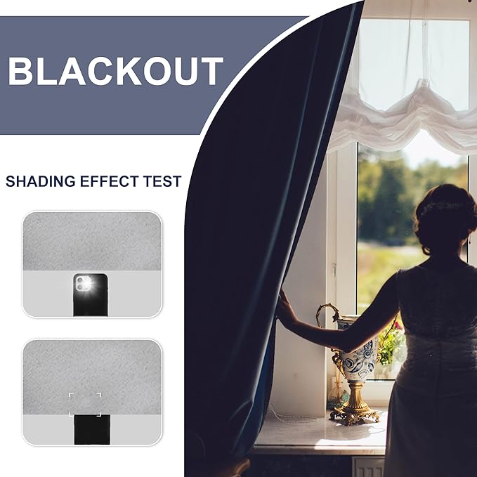 JIUZHEN Silver Grey Curtains for Bedroom - Thermal Insulated Blackout Curtains with Tiebacks 2 Panels, Room Darkening Rod Pocket Curtains for Living Room, 38 x 63 Inch Length