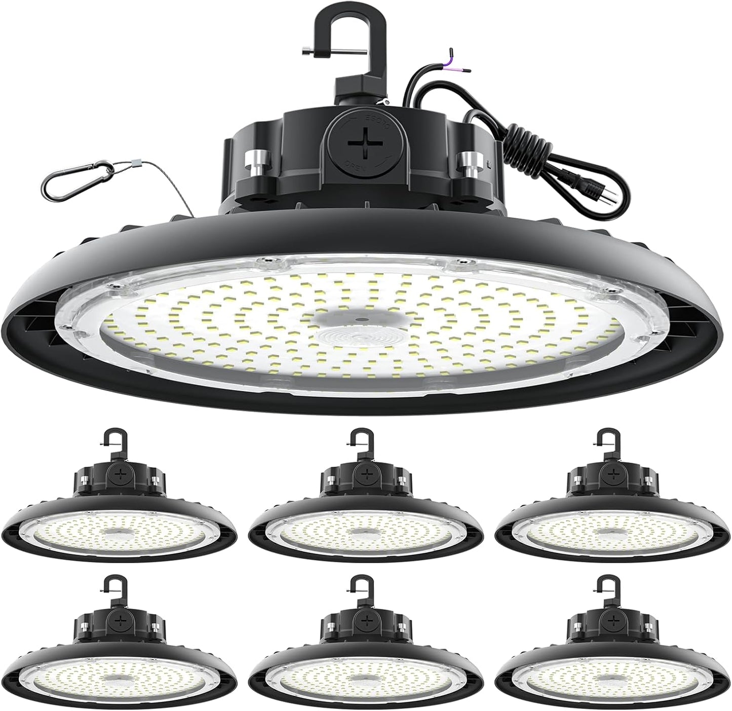 High Bay Lights LED UFO Light 240W LED Shop Lights 6000K IP65 Commercial Bay Lighting Fixture 43200 LM Super Bright, 5ft Cable Plug & Play for Warehouse Factory Garage Workshop Barn 6 Pack