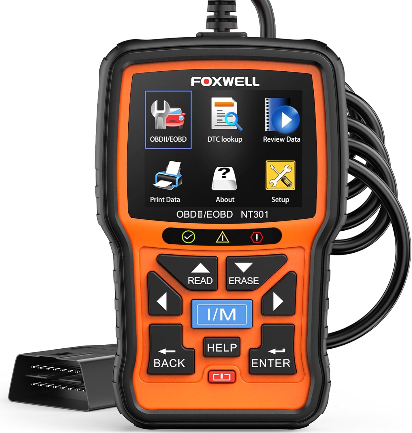 FOXWELL NT301 OBD2 Scanner Graphing Live Data Diagnostic Code Reader Professional Mechanic OBDII Scan Tool for Check Engine Light 2.8'' Color Screen OBD II Scanner for 1996 or Newer Vehicle