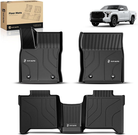 YHTAUTO Fit 2025 2024 2023 2022 Toyota Tundra Floor Mats | Only Fit CrewMax | TPE All Weather Floor Liner, 1st 2nd Row Car Mats