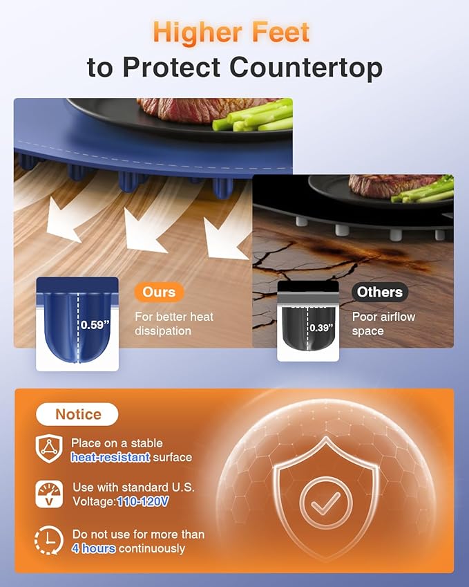 Warming Mat for Food - Roll Up Silicone Electric Warming Tray Full Surface Even Heating with 7 Temp Setting, 4 Hours Auto-Off, Raised Feet Protects Countertop, Food Warmers for Parties Buffet
