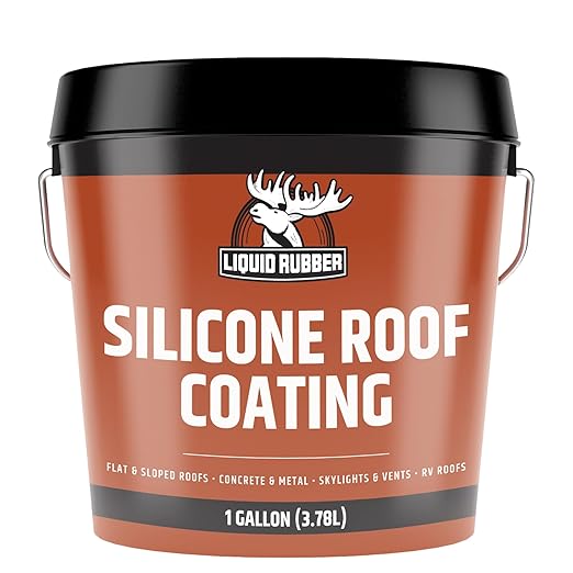 Liquid Rubber Silicone Roof Coating - UV-Reflective, No Primer Needed, One-Coat Sealant for Flat, Sloped, Metal, Wood, Concrete, EPDM, and TPO Roofs, White, 1 Gallon