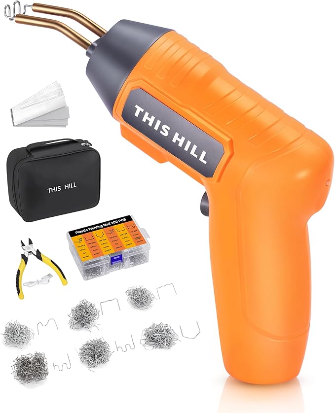 THIS HILL Cordless Plastic Welder –900 Staples Included, LED light, USB Rechargeable Portable Plastic Welding Kit with Portable Storage Bag, Perfect for DIY Projects, plastic/Bumper/Toys Repair
