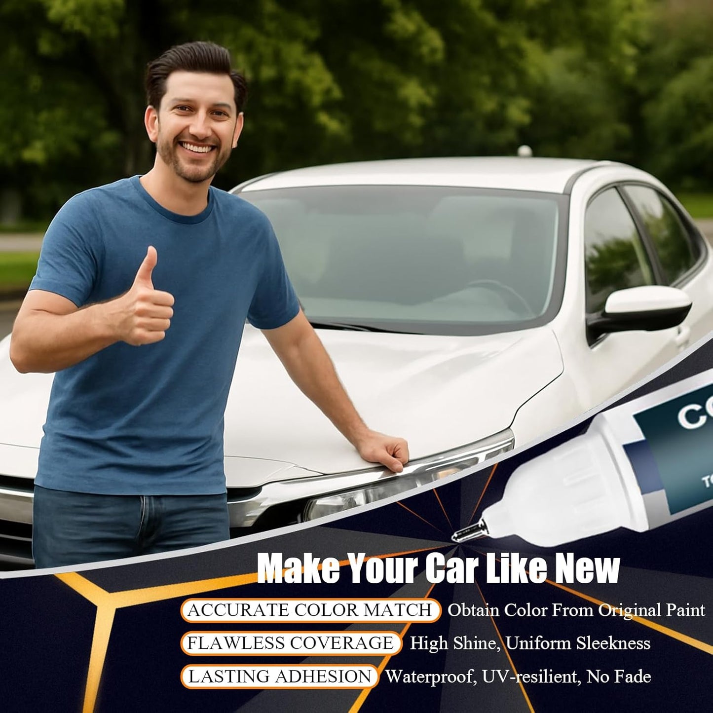 Platinum White Pearl(NH-883P) Touch Up Paint Compatible with Honda, Car Paint Pen Scratch Repair Two-In-One Touch Up Paint, Premium Car Scratch Remover for Deep Scratches