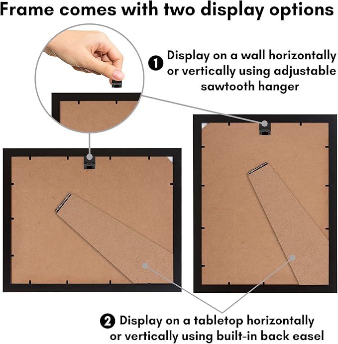 Americanflat 9x12 Picture Frame in Black - Displays 6x8 With Mat and 9x12 Without Mat - Composite Wood with Shatter Resistant Glass - Horizontal and Vertical Formats for Wall (2-Pack)