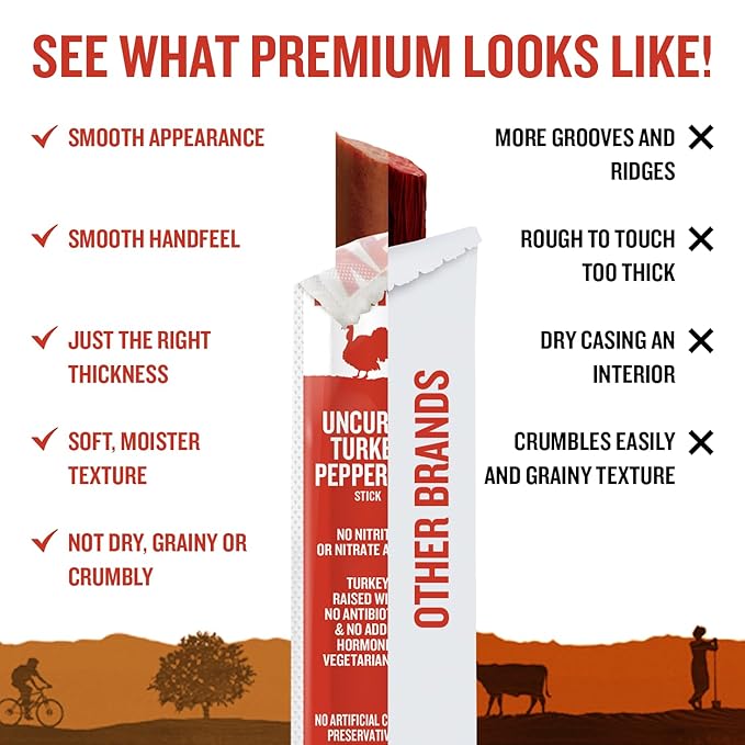 Vermont Smoke & Cure - Turkey Uncured Pepperoni Meat Sticks - Protein Snacks - On the Go Healthier Snack for Adults & Kids - 24 Count