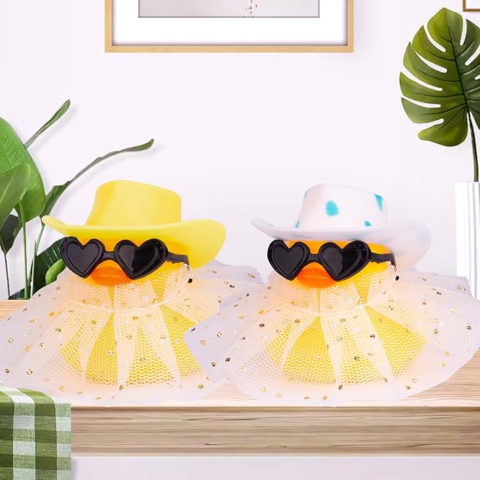 Car Rubber Duck Ornament Cute Duck Car Dashboard Decoration Accessories with Mini Hat Sunglasses and Skirt for Car Dashboard Decoration Accessories(AA4), JJ075E4