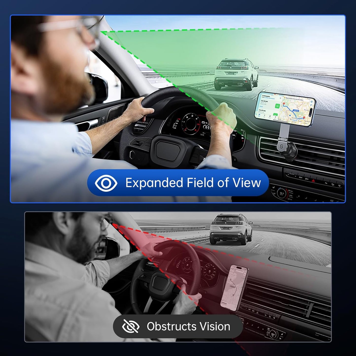 SYNCWIRE for Magsafe Car Mount Vent - Magnetic Phone Holder for Car [3D Long Arm | Flexible Rotation | Strong Magnets] Air Vent Car Phone Mount for iPhone 16 15 14 13 12 Pro Max Plus Mini Mag Safe