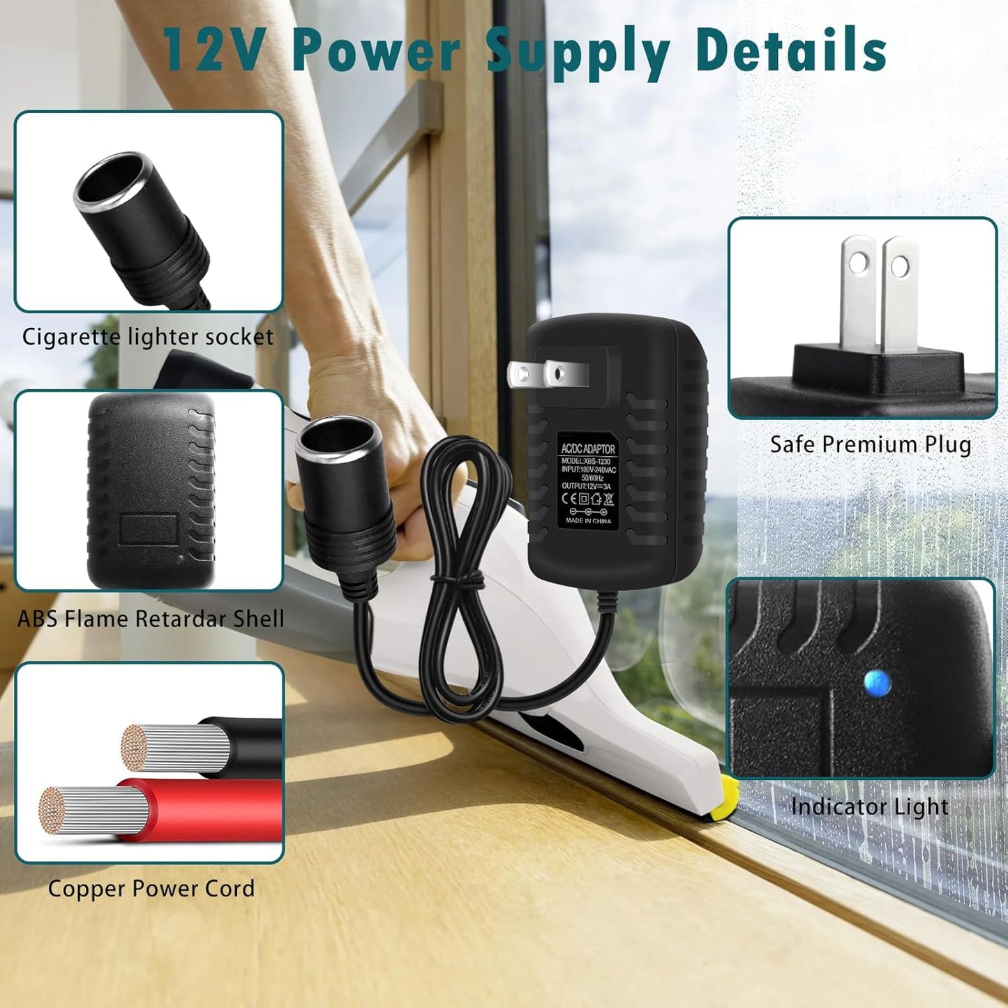 inShareplus 12V 3A 36W AC to DC Converter - Car Lighter Adapter to Wall Outlet Adapter - 12V Power Supply for Car Devices (MP3, Fan, Dash Cam)