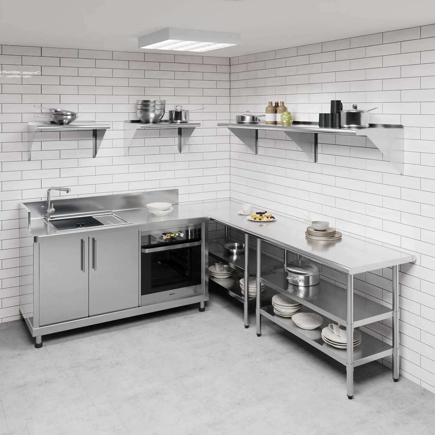 AmGood 72" Long X 18" Deep Stainless Steel Wall Shelf | NSF Certified | Appliance & Equipment Metal Shelving | Kitchen, Restaurant, Garage, Laundry, Utility Room
