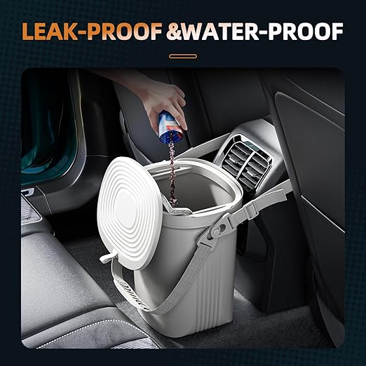 Surume 2 Gallon Silicon Car Trash Can with Lid - 100% Leak-Proof Trash Bin, Waterproof Garbage Can, Gifts for Men and Women