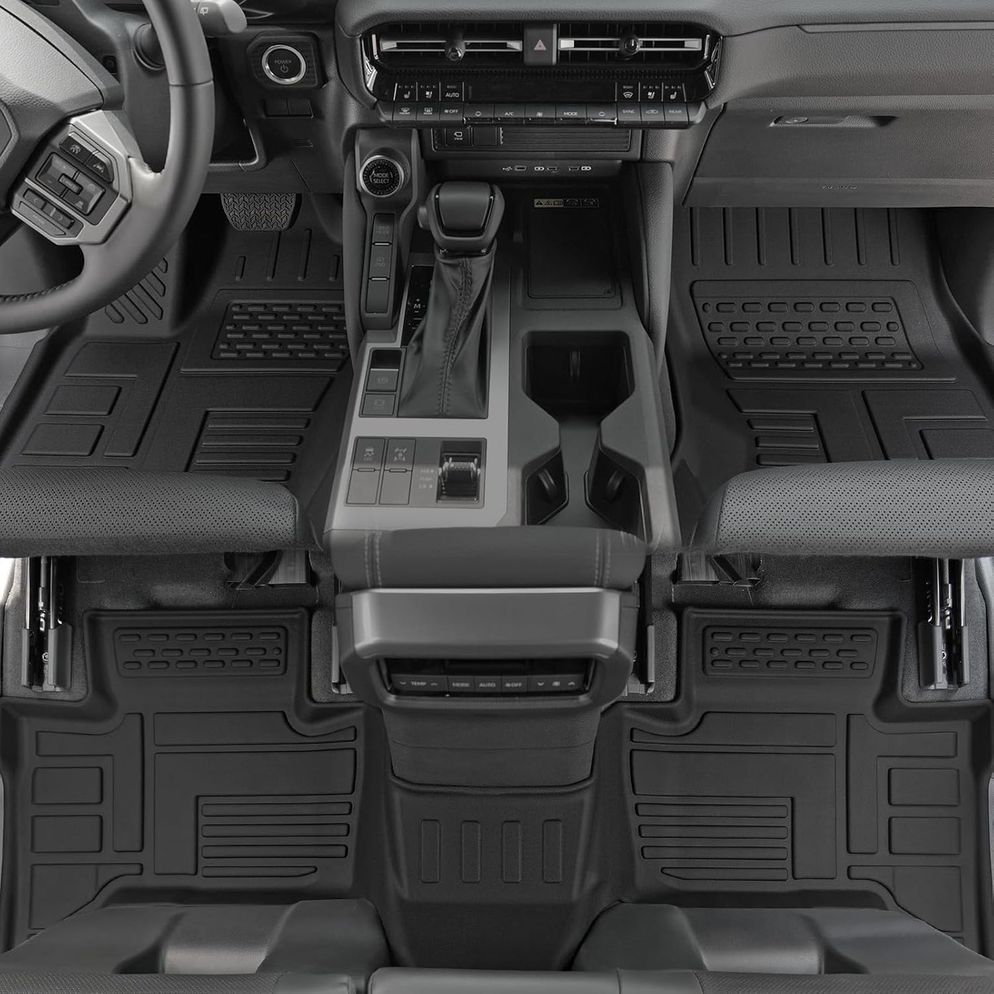 Floor Mats Set for 2024 2025 Toyota Land Cruiser Prado 5 Seats, Full Coverage All Weather Floor Mats Cargo Mat with Backrest Protectors & Door Sill Guards for Land Cruiser Accessories