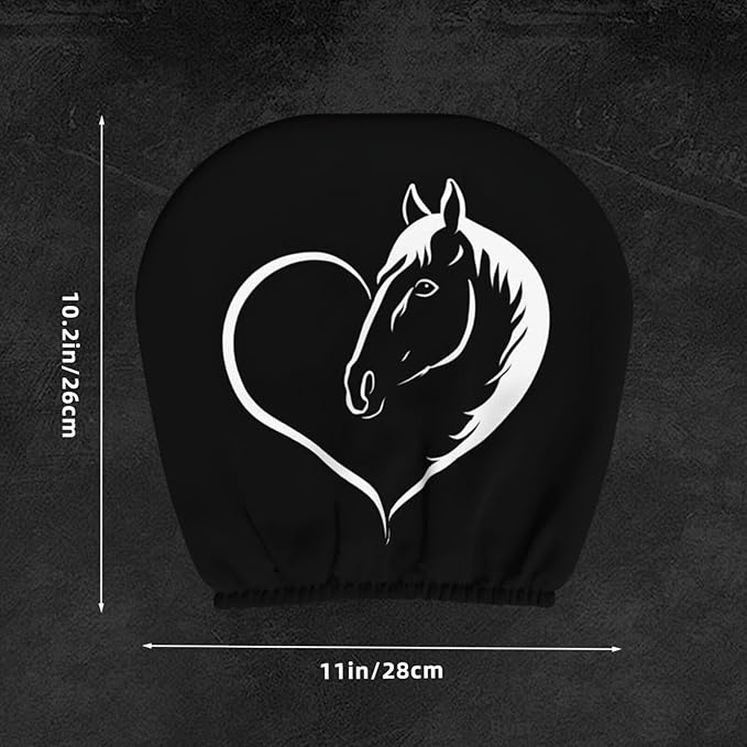 Dujiea 2 Pack Horse Love Car Headrest Covers, Universal Soft Car Seat Head Rest Cover Protector, Vehicle Accessories Fabric Headrest Cover for Cars Vans Trucks