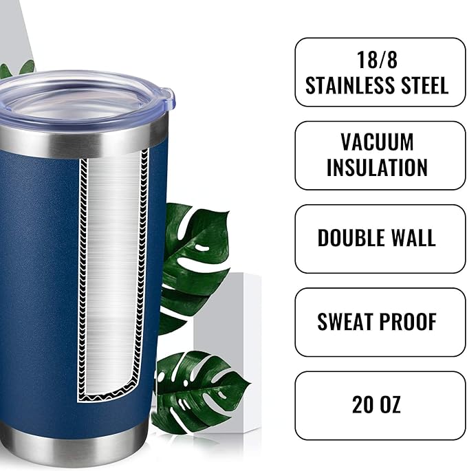 12 pack 20 OZ Double Wall Stainless Steel Vacuum Insulated Tumbler Coffee Travel Mug With Lid, Durable Powder Coated Insulated Coffee Cup for Cold & Hot Drinks (Navy, 12 pack)